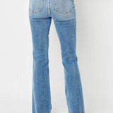 Jessica High Rise Ripped Hem Bootcut Jeans