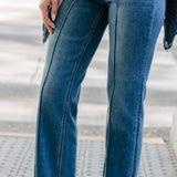 Preorder - Sally High Rise Front Seam Detail & Cuffed Straight Fit Jeans