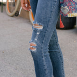 Andrea High Waist Skinny Jeans with Rips