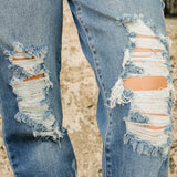 Lauren Mid Rise Distressed Dad Jeans