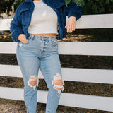 Gale High Rise Ripped Boyfriend Fit Jeans - PLUS