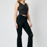 Amy High Rise Tummy Control Ripped Black Jeans - PLUS