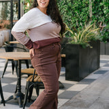 Ariana High Rise Tummy Control Dark Brown Flare Jeans - PLUS