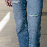 Preorder - Ophelia Mid Rise Contrast Wash Distressed Dad Jeans