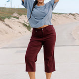 Eva High Rise Tummy Control Burgundy Wide Leg Jeans - PLUS