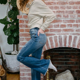 Indie Mid Rise Flare Jeans – Buttoned Up and Ready to Flaunt