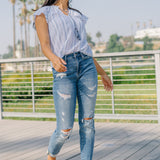 Haylee High Rise Cuffed Boyfriend Ripped Jeans