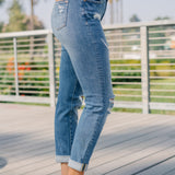 Haylee High Rise Cuffed Boyfriend Ripped Jeans