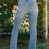 Vanessa Mid Rise Distressed & Released Hem Bootcut Jeans