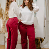 Rebecca High Rise 90's Straight Red Jeans with a Heart Pocket Design