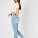 Star Mid Rise Americana Flag Cuff Boyfriend Jeans