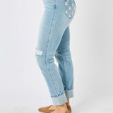 Star Mid Rise Americana Flag Cuff Boyfriend Jeans