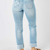 Star Mid Rise Americana Flag Cuff Boyfriend Jeans