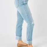 Star Mid Rise Americana Flag Cuff Boyfriend Jeans